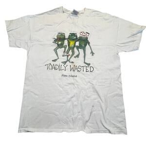 Men Large Funny‎ Frog Drinking T-Shirt Toadily Wasted Pine Island Graphic Tee